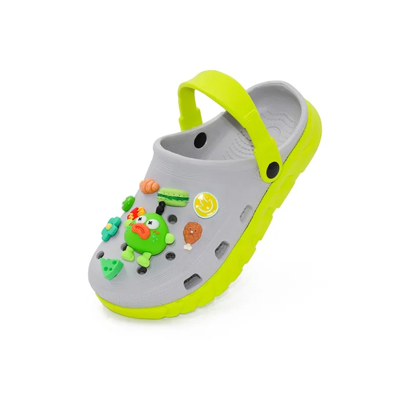 OUBT Cartoon Happiness Tomato, Dopamine Style Clogs Unisex Gray Green-5