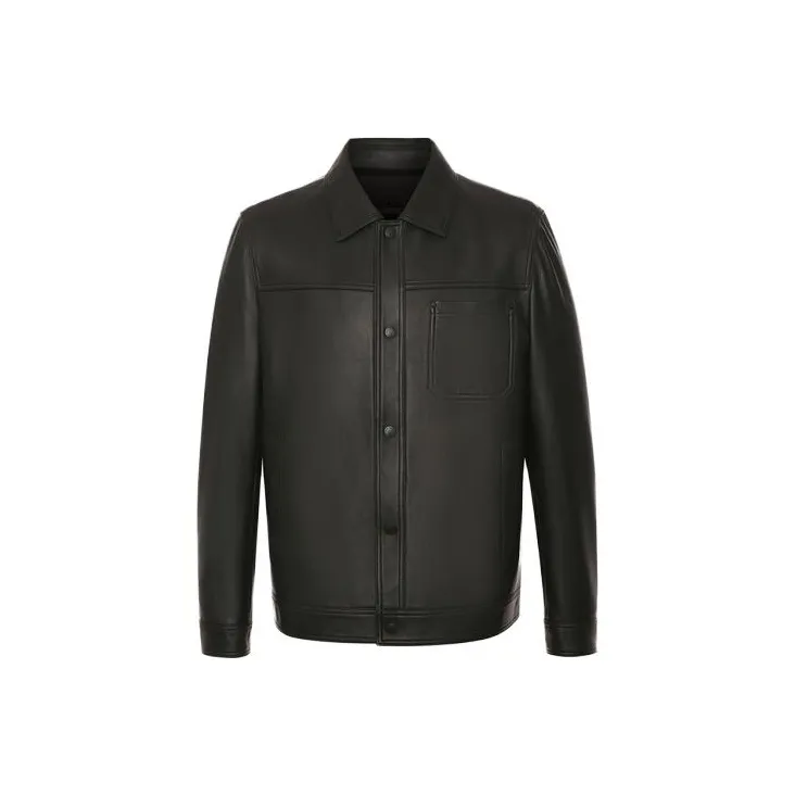 ROBERTA DI CAMERINO Fall And Winter Leather Jacket Unisex 1 Pack Black-0