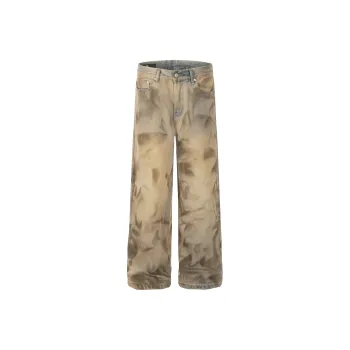 HEIYIXIANSHENG Jeans Unisex Earth Yellow