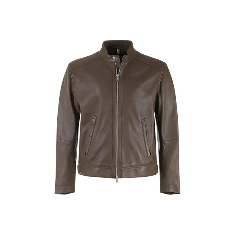 HUGO BOSS Leather Jackets Men Green-0