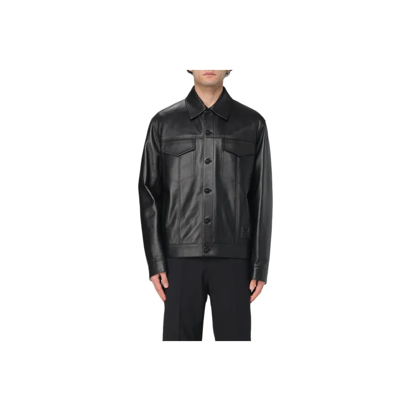 FENDI Ff Embossed Leather Jacket-0