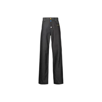 OFF WHITE Slogan Print Straight Leg Jeans