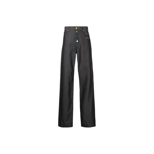 OFF WHITE Slogan Print Straight Leg Jeans