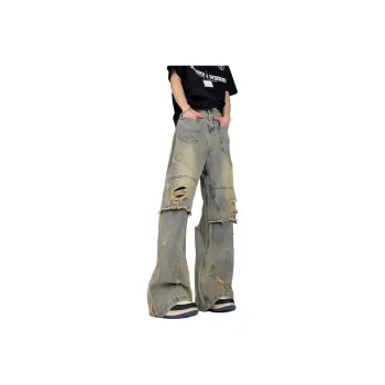 HELEH Jeans Unisex Distressed Color