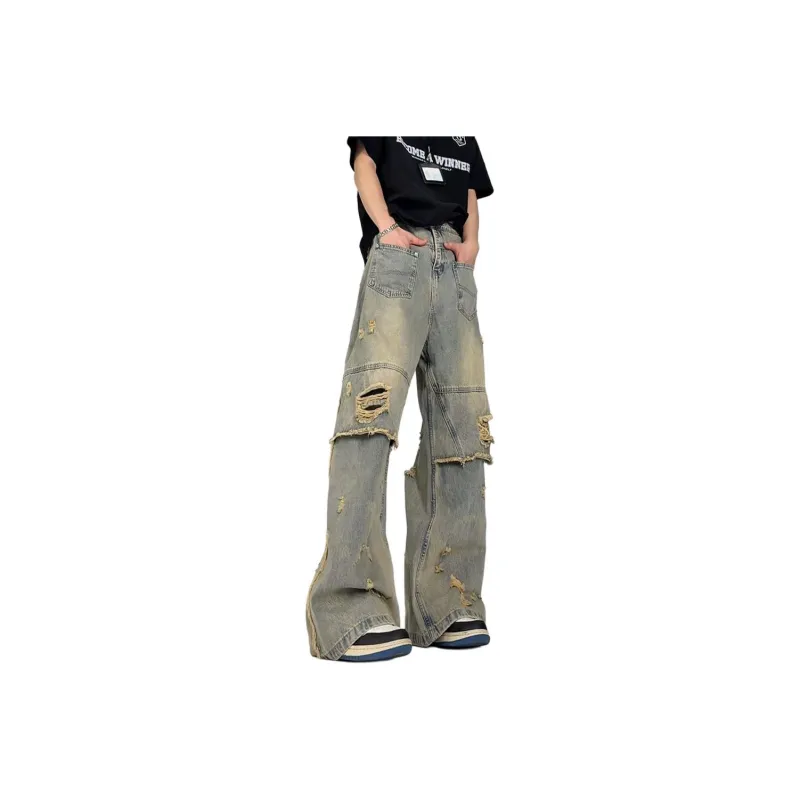 HELEH Jeans Unisex Distressed Color-0