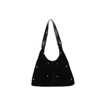Dusen Kangaroo Velour Shoulder Bag Women's Black/Red/Beige/Coffee/Brown