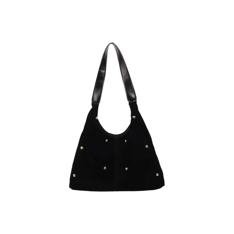 Dusen Kangaroo Velour Shoulder Bag Women's Black/Red/Beige/Coffee/Brown-0
