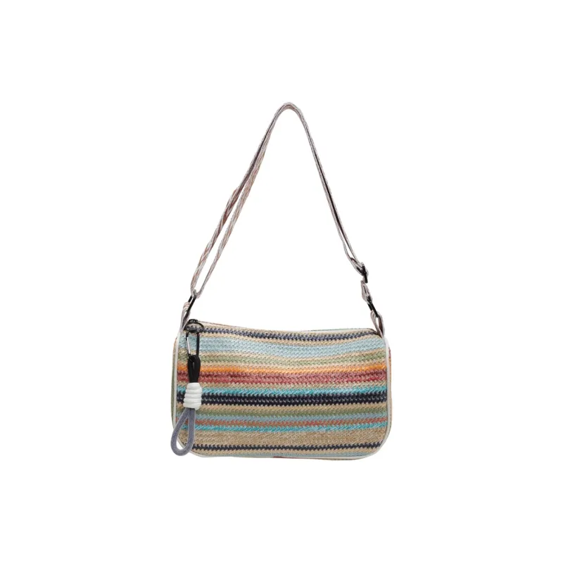 Yalu Straw Woven Shoulder Bag Tubas Women's Multicolor-3
