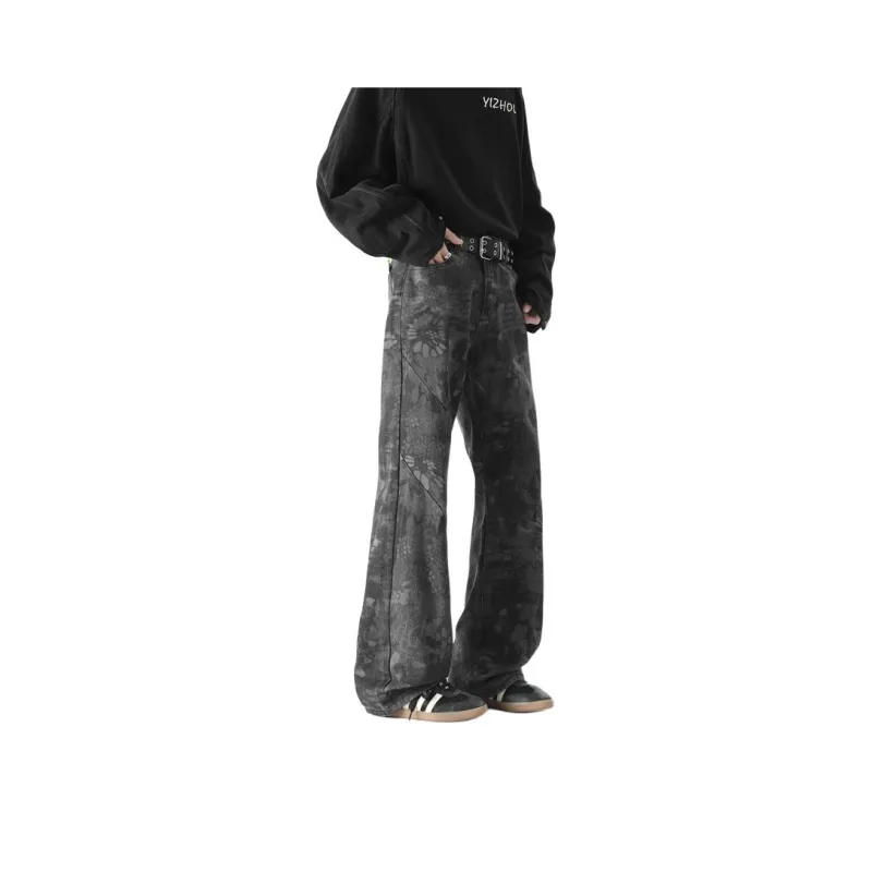 BLANC & ECLARE Camouflage Snakeskin Print Bootcut Jeans Men's-0