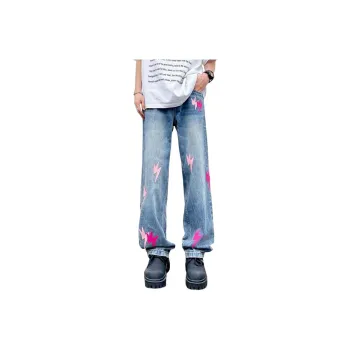 FONDLOOK Jeans Men Blue Pink