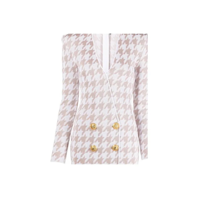 BALMAIN SS22 Long Sleeved Dress Women's Pink-4