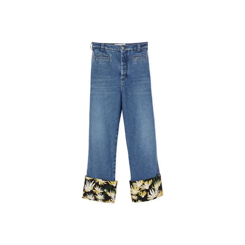 LOEWE Fisherman Daisy Turn Up Jeans-0