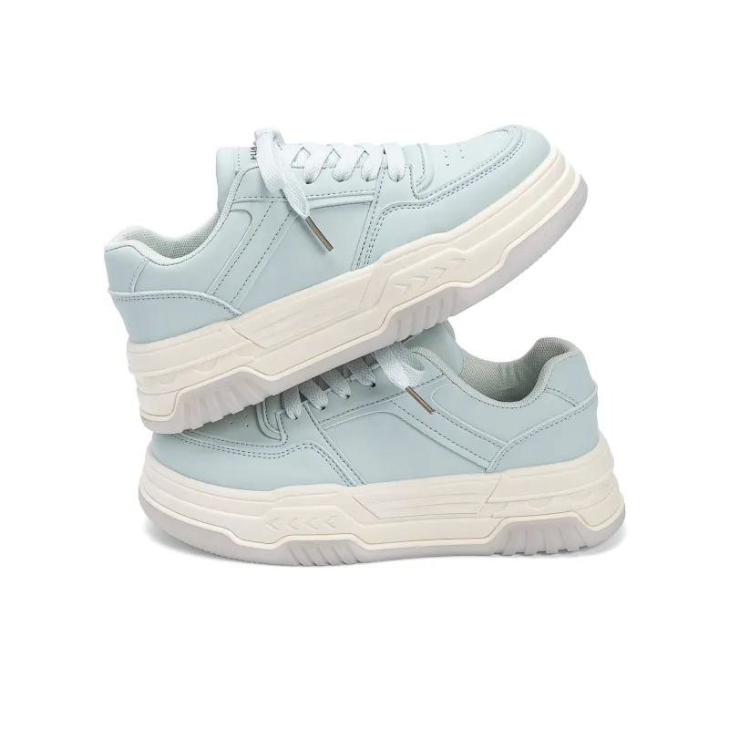 HUANQIU Abrasion Resistant Lightweight Height Increasing Low Top Skateboard Shoes Women's Aqua-2