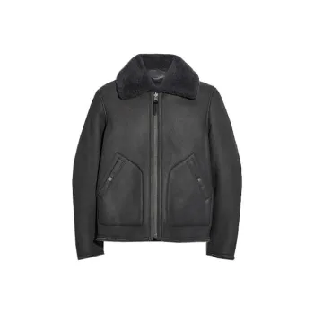 COACH Leather Jackets Men Charcoal Black