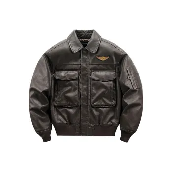 VIP Solid Color Badge Embroidery Padded Thickened Loose Fit Lapel Pilot Warm Puffer Jacket Unisex