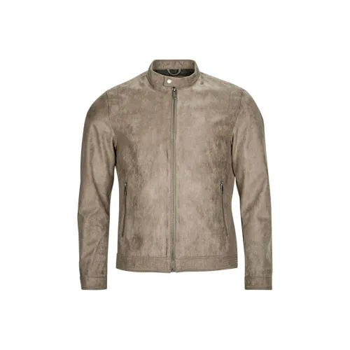 JACK JONES· Faux Leather Jackets Coats Men's Gray