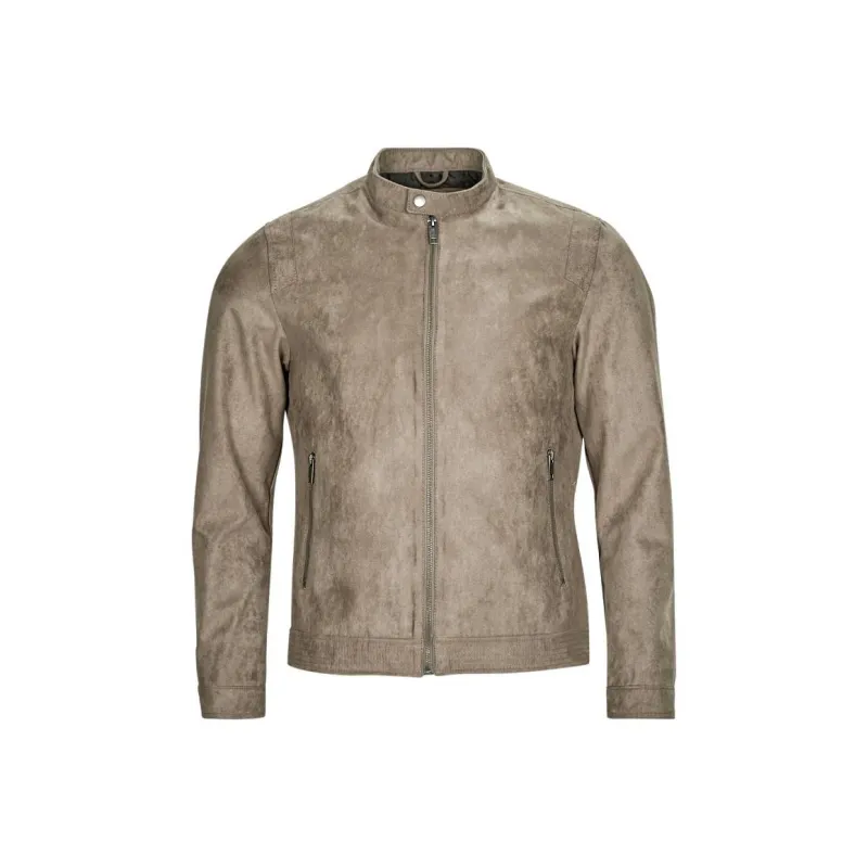 JACK JONES· Faux Leather Jackets Coats Men's Gray-0