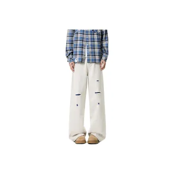 T IRA Jeans Unisex Blue Yarn White Cow