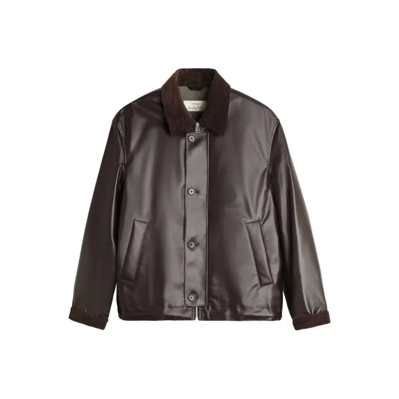 ZARA Leather Jacket Men's Chocolate-0