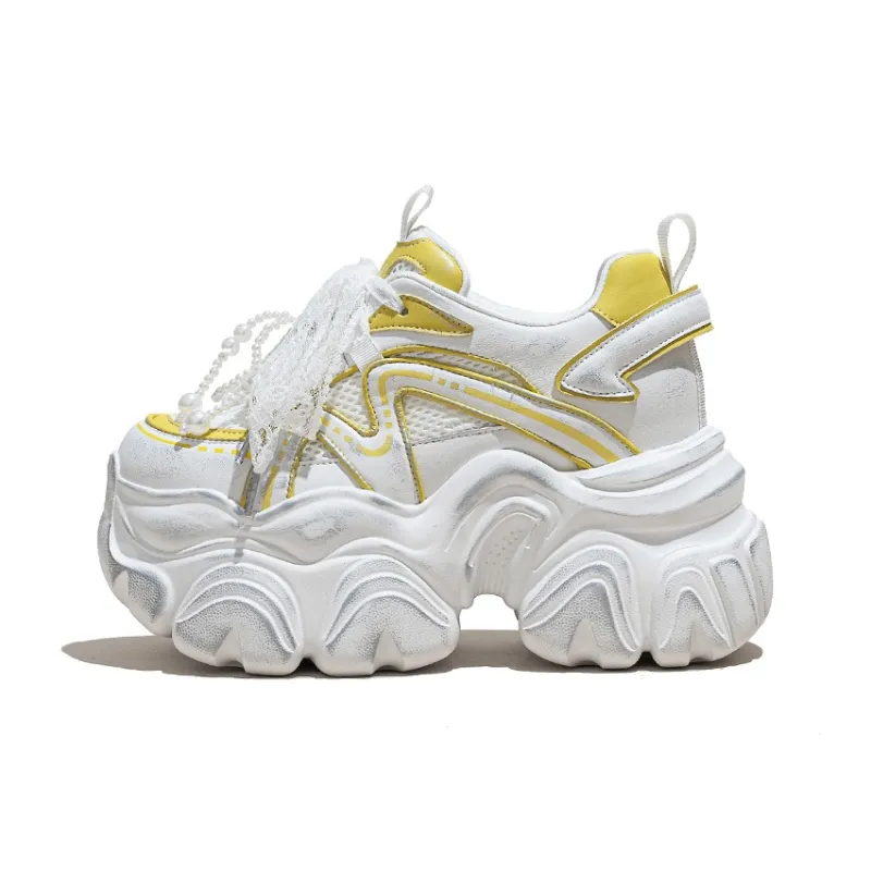 Shangjinni Abrasion Resistant Breathable Height Increasing Low Top Chunky Sneakers Women's-6