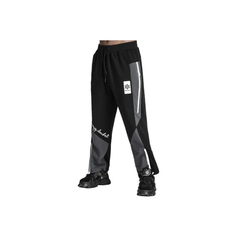 NORVINCY Western Trendy Letter Print Knitted Sweatpants Unisex-0
