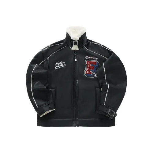 FILA FUSION Leather Jacket Men's Jet Black