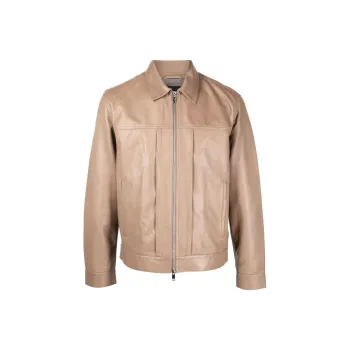 THEORY Leather Jackets Men Khaki