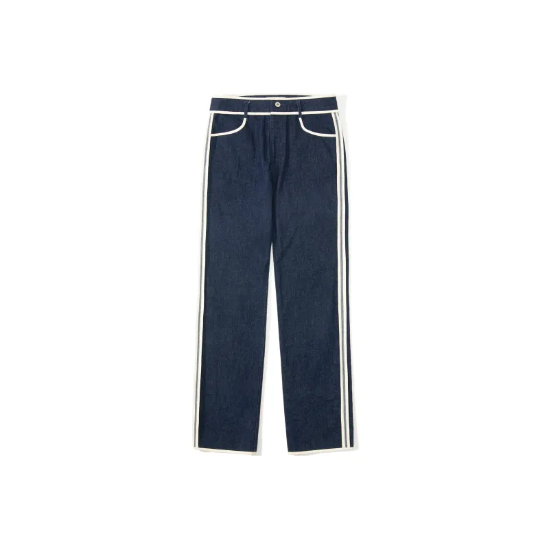 UNVESNO Straight Jeans Unisex Dark Blue-0
