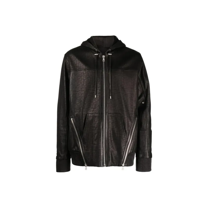 BALMAIN Leather Jackets Men Brown-0
