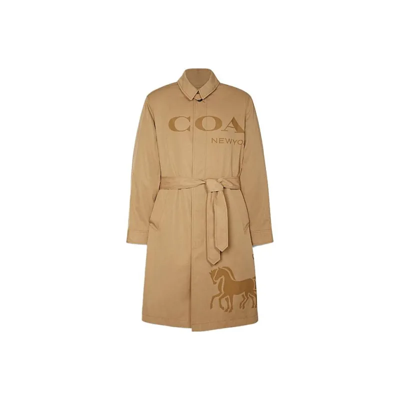 COACH Trench Coats Men Khaki-0