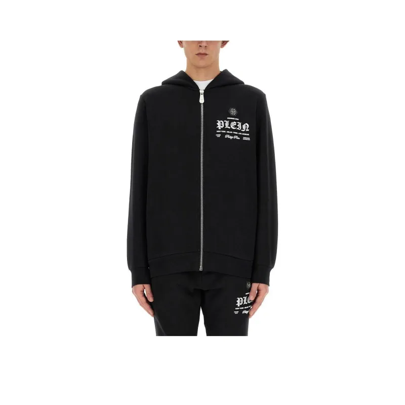 PHILIPP PLEIN Logo Printed Zipped Hoodie-0
