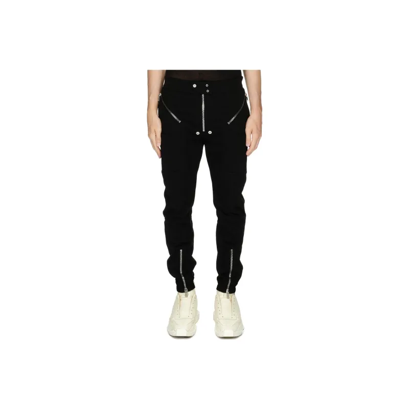 RICK OWENS Decorative zip Cotton Trousers-0