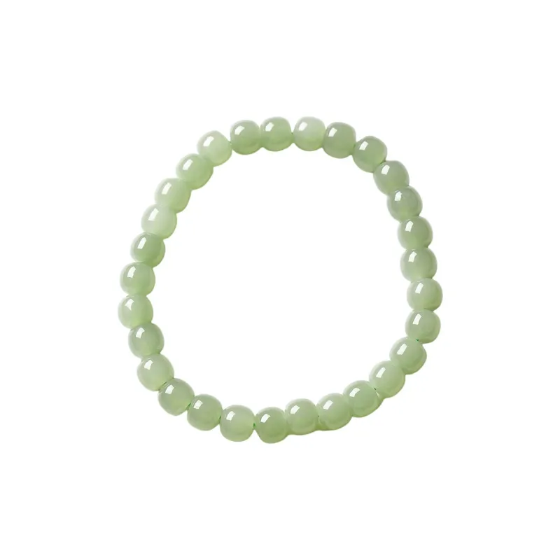 Execute The Blessing Hetian Jade Bracelets Pale Greenish White Jade Unisex-0