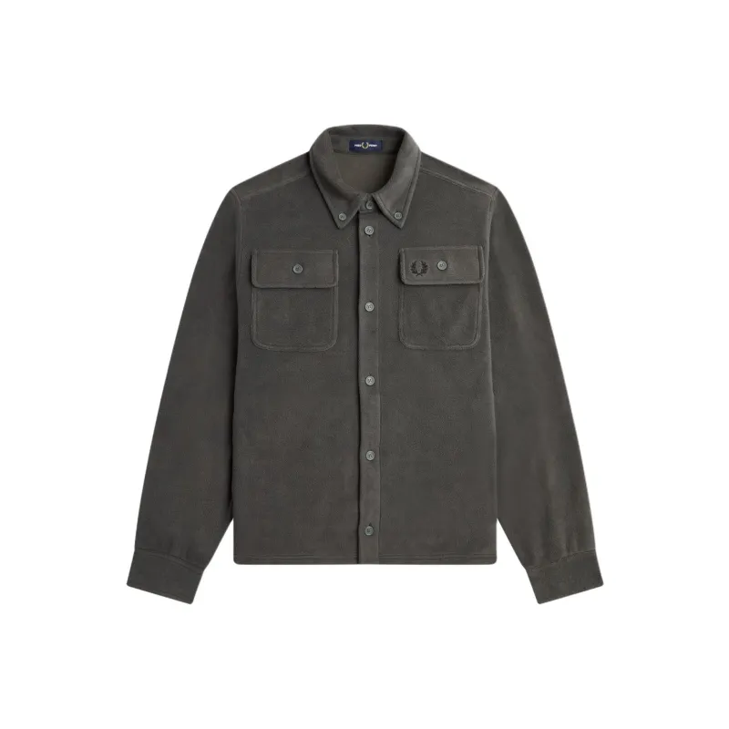 FRED PERRY Fleece Overshirt Jackets & Coats Men's Gray-0