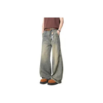 HOKLV Jeans Unisex Vintage Blue