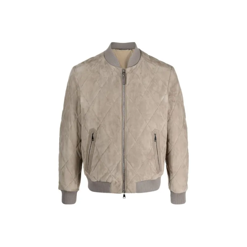 CANALI Leather Jacket Men's Beige Sand-0