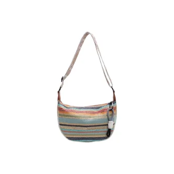 BUBM Straw Woven Shoulder Bag Women's Black/Brown