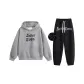Fleece-Lined Gray Top+Black Pants