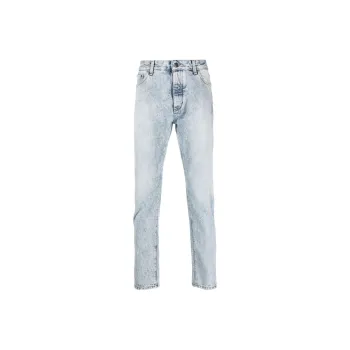 PALM ANGELS Curved Logo Print Straight Fit Jeans