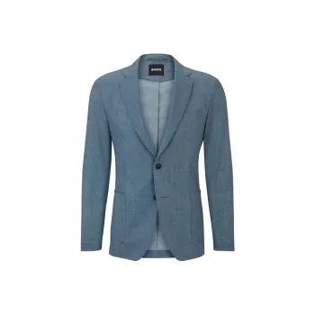 HUGO BOSS Slim Fit Jacket In Wrinkle Resistant Mesh Jackets & Coats Men's Blue