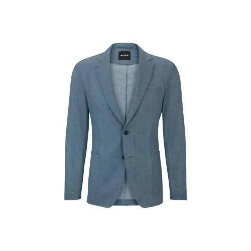 HUGO BOSS Slim Fit Jacket In Wrinkle Resistant Mesh Jackets & Coats Men's Blue