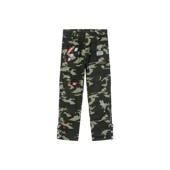 PASET Casual Pants Unisex Green Camouflage