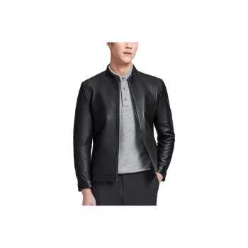 GOLDLION Leather Jacket Men's Black