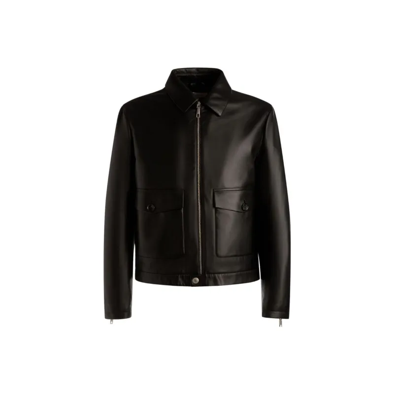 BALLY Cargo pockets Leather Bomber Jacket-0