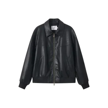 KREATE BOXY Cut Series Leather Jacket Coat Unisex Black