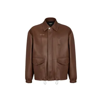 FENDI Leather Jacket Men's Brown