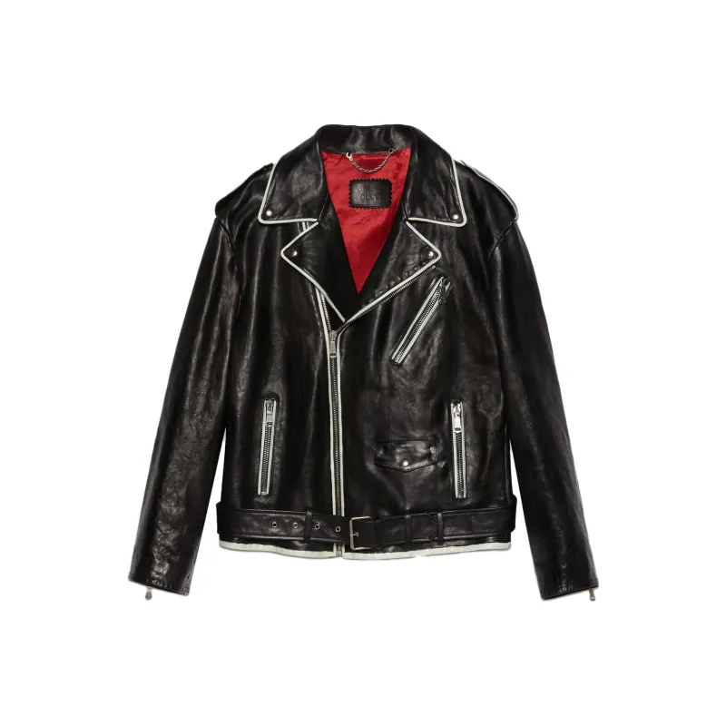 GUCCI Leather Jackets Men Black-0