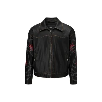 CEEC LA Lining Padded Warm Leather Jacket Unisex Black