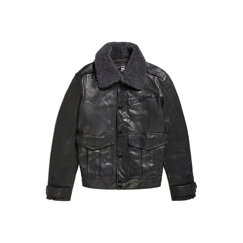 G-STAR RAW Leather Jackets Men Black-0