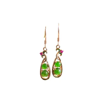 Jade Ink Love Hetian Jade Earrings Jasper Women's